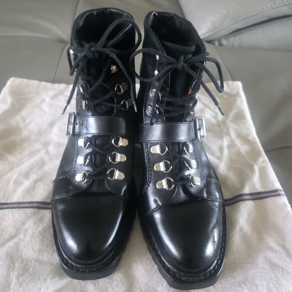 GUCCI  Black Leather Combat Boots Vintage Excellent Condition AUTHENTIC